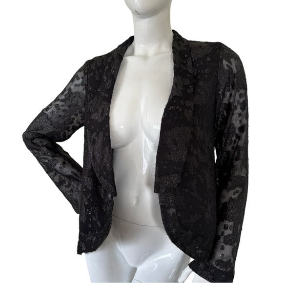 BCBGeneration blazer jacket shawl leopard shimmer design cutout open back NWT M - Picture 15 of 17